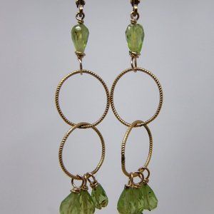 NWT Handmade Genuine Peridot  Drop Gold-filled Earrings